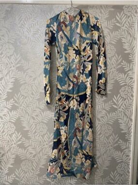 Zara Teal Floral Long Sleeve Maxi Dress